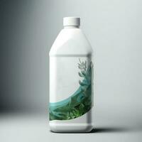 ein Flasche von Palme Bäume gemalt auf das Seite von ein Weiß bot ai generativ. foto