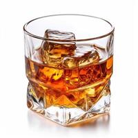 Glas von Whiskey auf Weiß Hintergrund. generativ ai foto