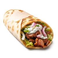 Döner auf Weiß Hintergrund. generativ ai foto