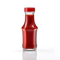 Ketchup Flasche auf Weiß Hintergrund. generativ ai foto