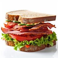 Sandwich auf Weiß Hintergrund. generativ ai foto