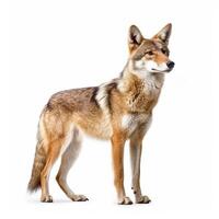 Kojote auf Weiß Hintergrund. generativ ai foto