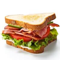 Sandwich auf Weiß Hintergrund. generativ ai foto