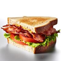Sandwich auf Weiß Hintergrund. generativ ai foto