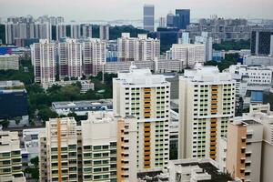 Luftaufnahme der Gebäude der Stadt Singapur sonniger Tag foto