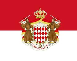 das offiziell Strom Flagge und Mantel von Waffen von das Fürstentum von Monaco. Zustand Flagge von das Monaco. Illustration. foto