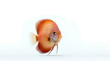 Foto von ein Diskus Fisch auf Weiß Hintergrund. generativ ai