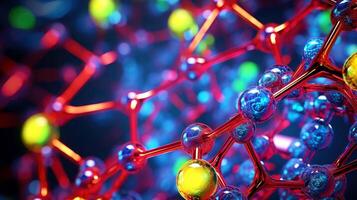 medizinisch Studien von molekular Strukturen. Wissenschaft im das Bedienung von Mensch. Technologien von das Zukunft im unser Leben. Molekül von Medizin Modell, generativ ai Illustration foto