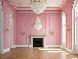 ai generativ. Luxus ein Rosa Mauer leeren Zimmer Hintergrund, Zuhause Leben. ai generiert foto