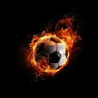 feurig Fußball Ball auf schwarz Hintergrund foto