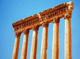 Jupiters Tempel Über Blau Himmel, Baalbek, Libanon foto