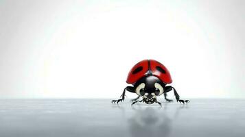 Foto von ein Marienkäfer auf Weiß Hintergrund. generativ ai