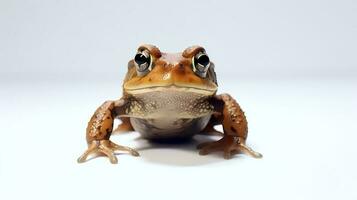 Foto von ein Frosch auf Weiß Hintergrund. generativ ai