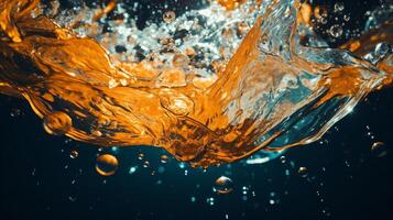 Wasser Spritzen mit Luftblasen und Wasser Tröpfchen. ai generativ foto