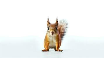 Foto von ein Eichhörnchen auf Weiß Hintergrund. generativ ai