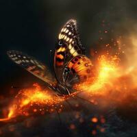 Schmetterling mit Feuer Illustration Hintergrund foto