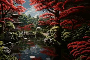 Garten japanisch Stil Illustration foto