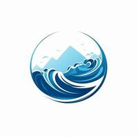 Berg mit Welle Logo auf das Weiß Hintergrund foto