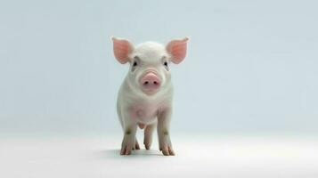Foto von ein Schwein auf Weiß Hintergrund. generativ ai