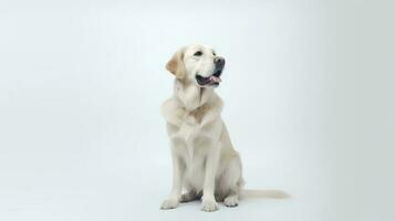 Foto von ein golden Retriever auf Weiß Hintergrund. generativ ai