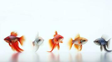 Foto von ein Guppys Fisch auf Weiß Hintergrund. generativ ai