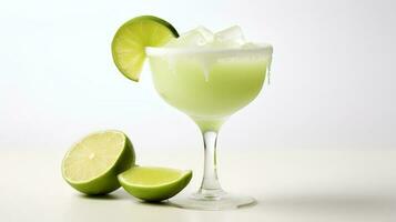 Essen Fotografie von Margaritas mit Zitrone Keile isoliert auf Weiß Hintergrund. generativ ai foto