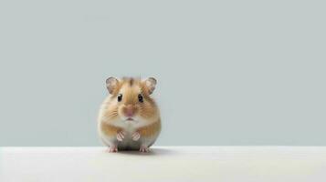 Foto von ein Zwerg Hamster auf Weiß Hintergrund. generativ ai