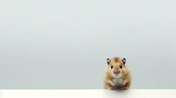 Foto von ein Zwerg Hamster auf Weiß Hintergrund. generativ ai