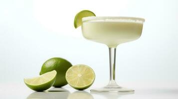 Essen Fotografie von Margaritas mit Zitrone Keile isoliert auf Weiß Hintergrund. generativ ai foto