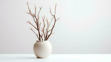 Foto von trocken Zweige im minimalistisch Topf wie Zimmerpflanze zum Zuhause Dekoration isoliert auf Weiß Hintergrund. generativ ai