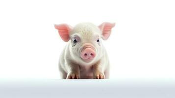 Foto von ein Schwein auf Weiß Hintergrund. generativ ai