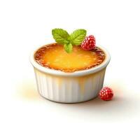 Foto von Creme Brulee mit Beeren isoliert auf Weiß Hintergrund. erstellt durch generativ ai