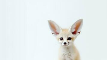 Foto von ein fennec Fuchs auf Weiß Hintergrund. generativ ai