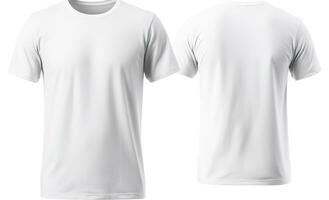 Herren Weiß leer T-Shirt, Vorlage, von zwei Seiten, isoliert auf Weiß Hintergrund, generieren ai foto