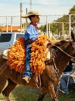 apore, goias, Brasilien - - 05 07 2023 zu Pferd Reiten Veranstaltung öffnen zu das Öffentlichkeit foto