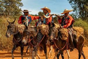 apore, goias, Brasilien - - 05 07 2023 zu Pferd Reiten Veranstaltung öffnen zu das Öffentlichkeit foto