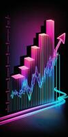 generativ ai, Lager Markt Diagramm Linien, finanziell Graph auf Technologie im Blau und Rosa Neon- Farben, finanziell Kernschmelze. Technologie Konzept, Handel Markt Konzept. foto