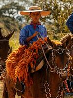 apore, goias, Brasilien - - 05 07 2023 zu Pferd Reiten Veranstaltung öffnen zu das Öffentlichkeit foto