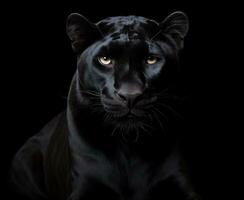 schließen oben detailliert Porträt von schwarz Panther Tier, generativ ai foto