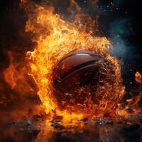 Basketball auf Feuer. generativ ai foto