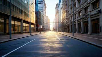 Illustration Bild von klassisch die Architektur und städtisch Straßen, leeren Straße im das Stadt, generativ ai Illustration foto