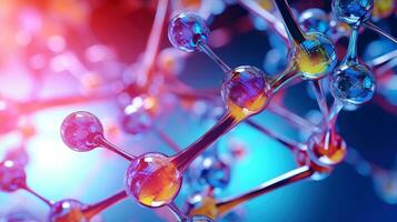 medizinisch Studien von molekular Strukturen. Wissenschaft im das Bedienung von Mensch. Technologien von das Zukunft im unser Leben. Molekül von Medizin Modell, generativ ai Illustration foto