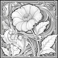 Glas Kunst Blume Färbung Seite Jugendstil Kunst Stil foto