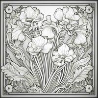 Glas Kunst Blume Färbung Seite Jugendstil Kunst Stil foto