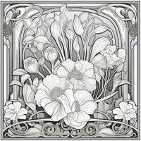 Glas Kunst Blume Färbung Seite Jugendstil Kunst Stil foto