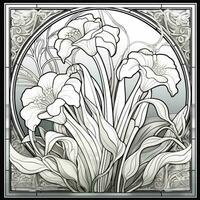 Glas Kunst Blume Färbung Seite Jugendstil Kunst Stil foto