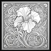 Glas Kunst Blume Färbung Seite Jugendstil Kunst Stil foto