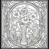 Glas Kunst Blume Färbung Seite Jugendstil Kunst Stil foto