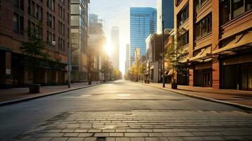 Illustration Bild von klassisch die Architektur und städtisch Straßen, leeren Straße im das Stadt, generativ ai Illustration foto