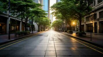 Illustration Bild von klassisch die Architektur und städtisch Straßen, leeren Straße im das Stadt, generativ ai Illustration foto